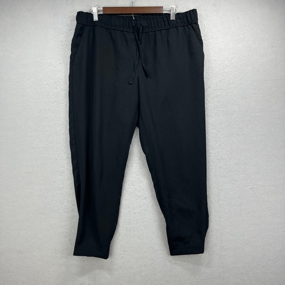 LOFT Ann Taylor Jogger Pants Women Large Black Elastic Waist Drawstring Tapered